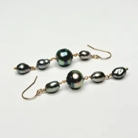 Tahitian pearl medley dangle earrings