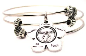 The Baseball Flower Small Triple Style Expandable Bangle Bracelet