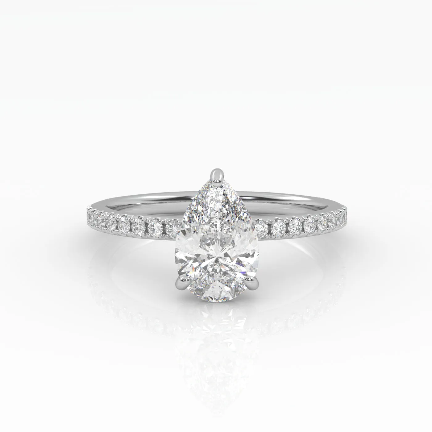 The Pear Solitaire with Pavé band