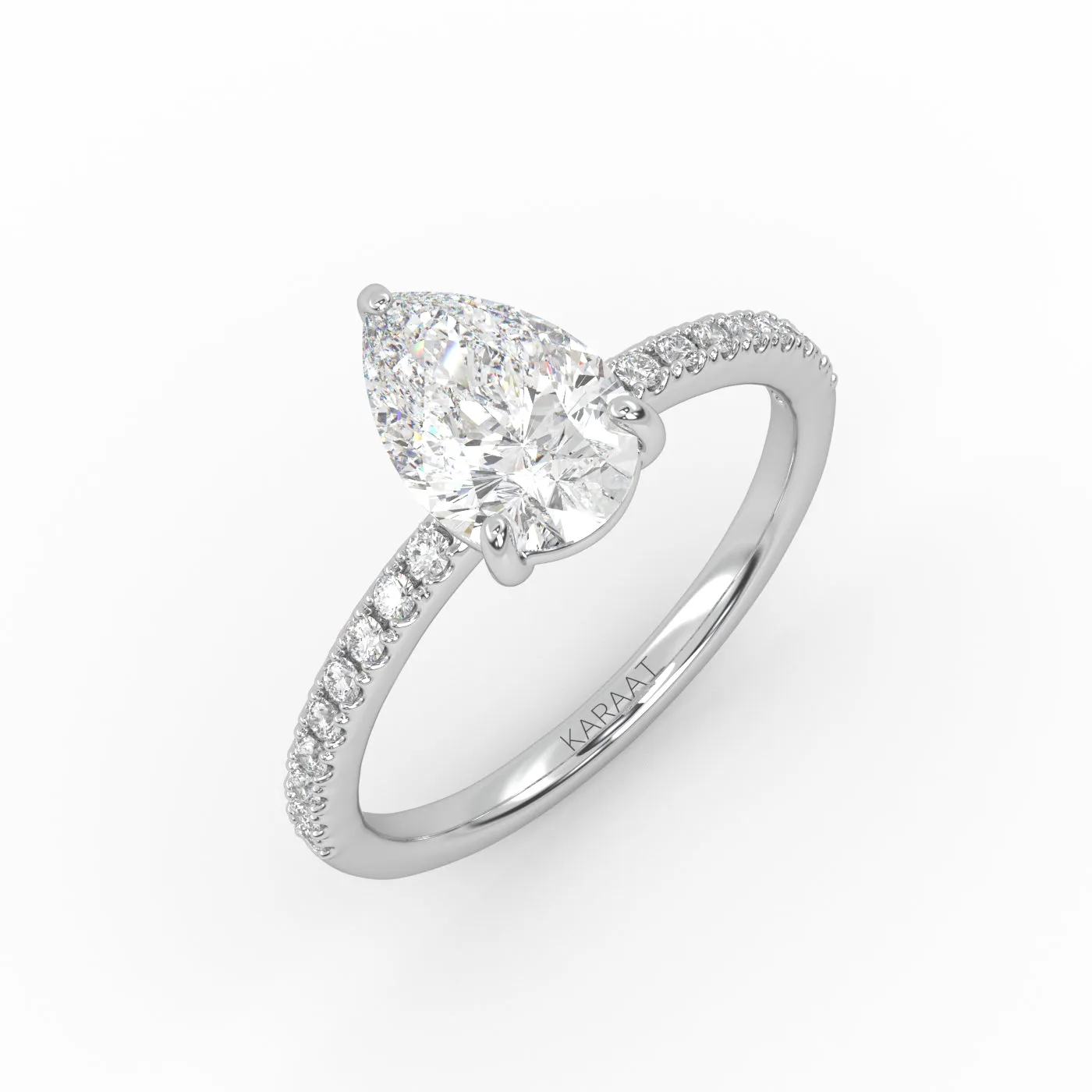 The Pear Solitaire with Pavé band