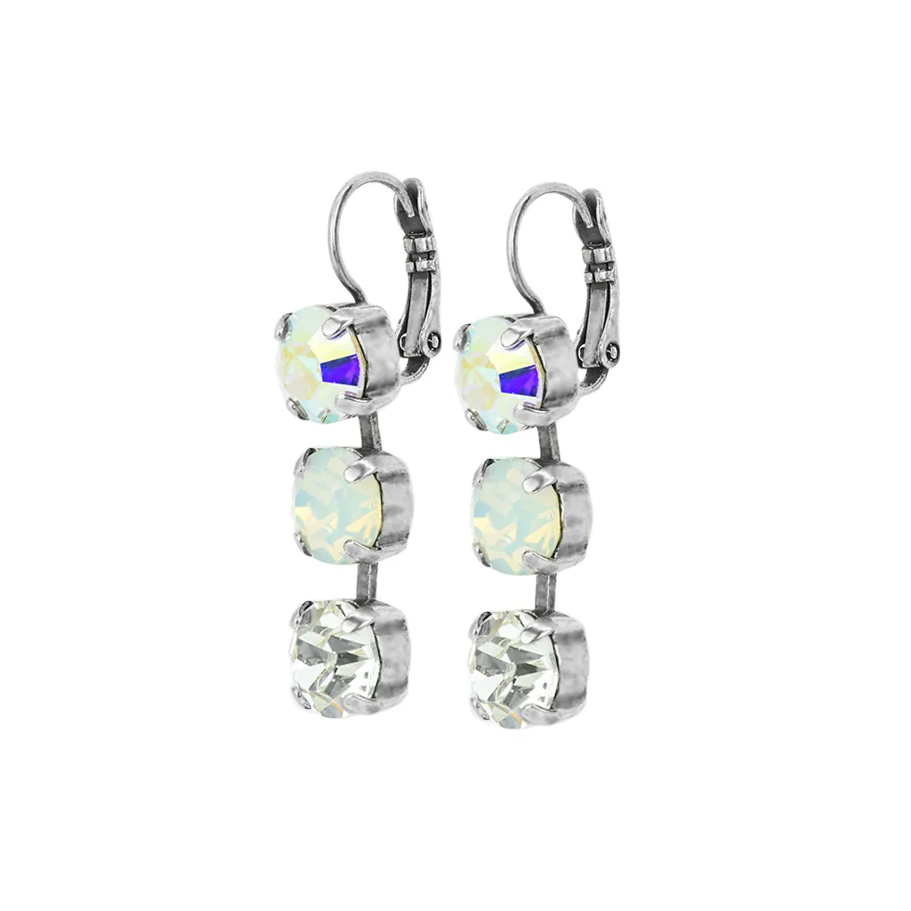 Three Stone Bridal Leverback Earrings in "On A Clear Day" *Custom*