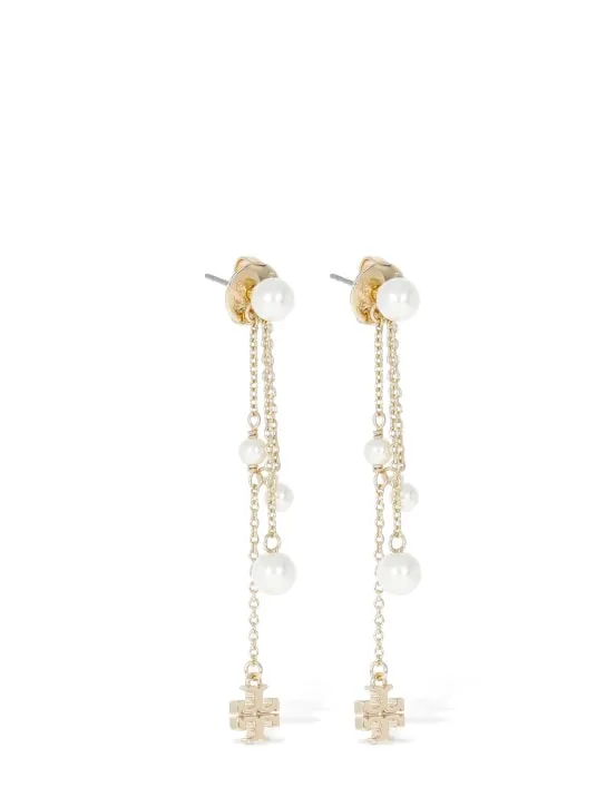 Tory Burch   Kira faux pearl linear earrings 