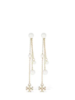 Tory Burch   Kira faux pearl linear earrings 