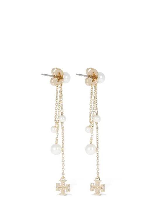 Tory Burch   Kira faux pearl linear earrings 