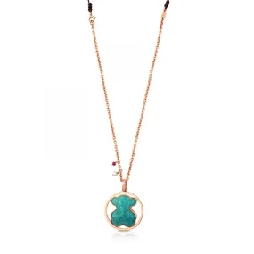 Tous Rose Vermeil Silver Camille Necklace with Amazonite, Ruby and Pearl 712164650