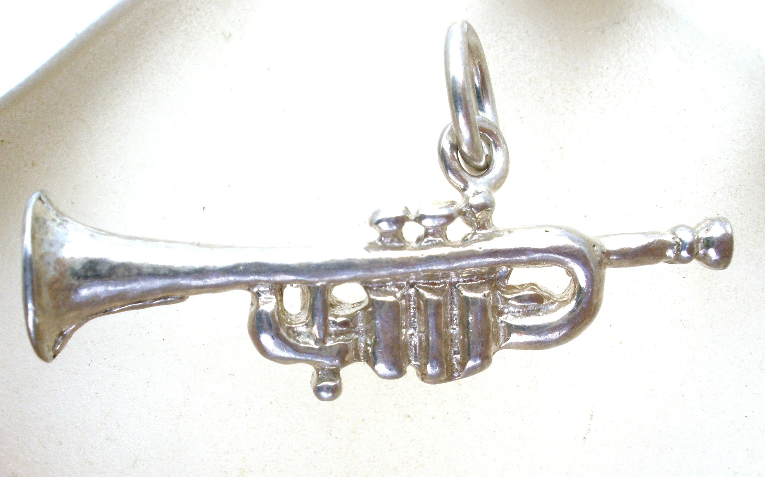 Trumpet Charm Pendant Sterling Silver