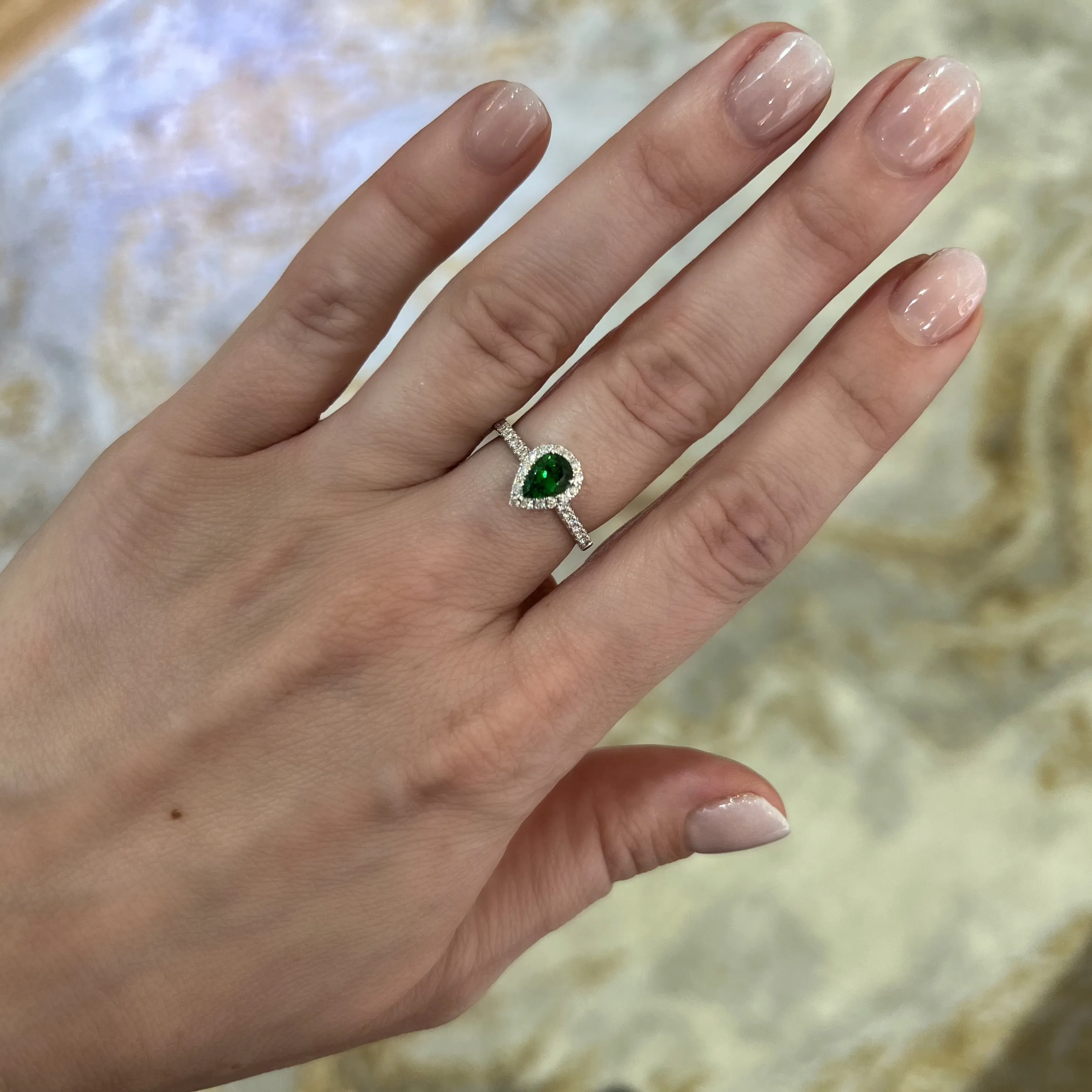 Tsavorite Garnet   Diamond Ring