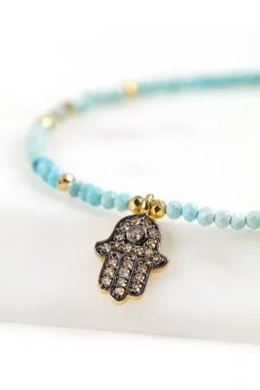 Turquoise Hamsa Pavé Bracelet