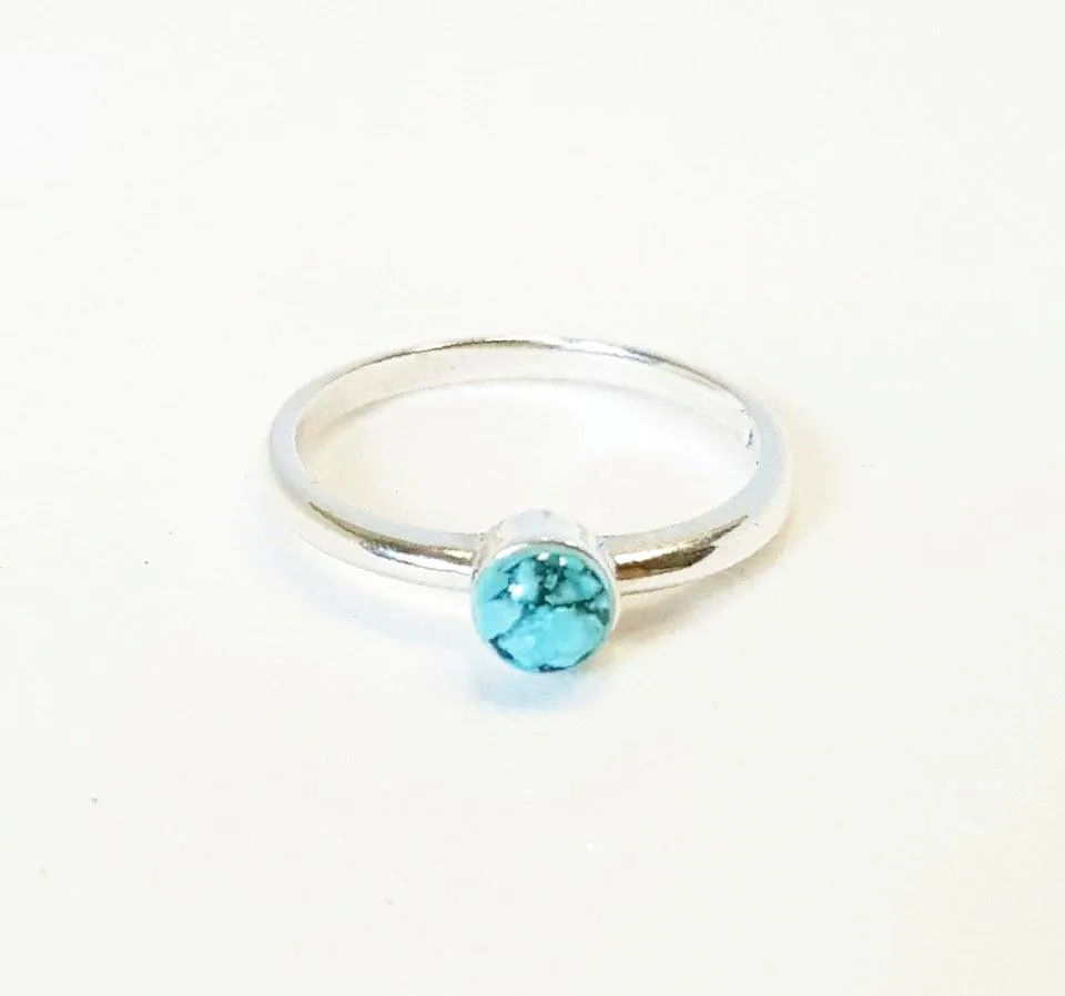 Turquoise Ring In Sterling Silver Handmade Beachy Boho