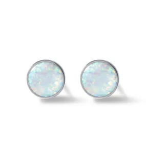 Twinkle White Opal Stone Silver Stud Earrings for Women