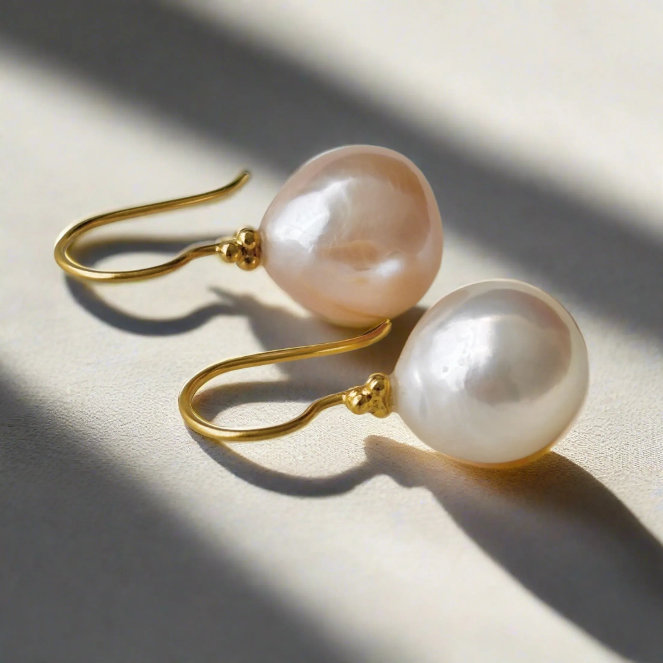 TWO TONE JAPAN KASUMI DROP PEARLS IN 18K YELLOW GOLD