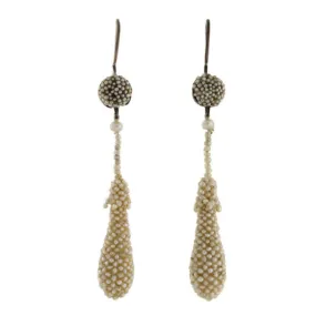 Victorian Sterling Natural Pavé Seed Pearl Teardrop Earrings