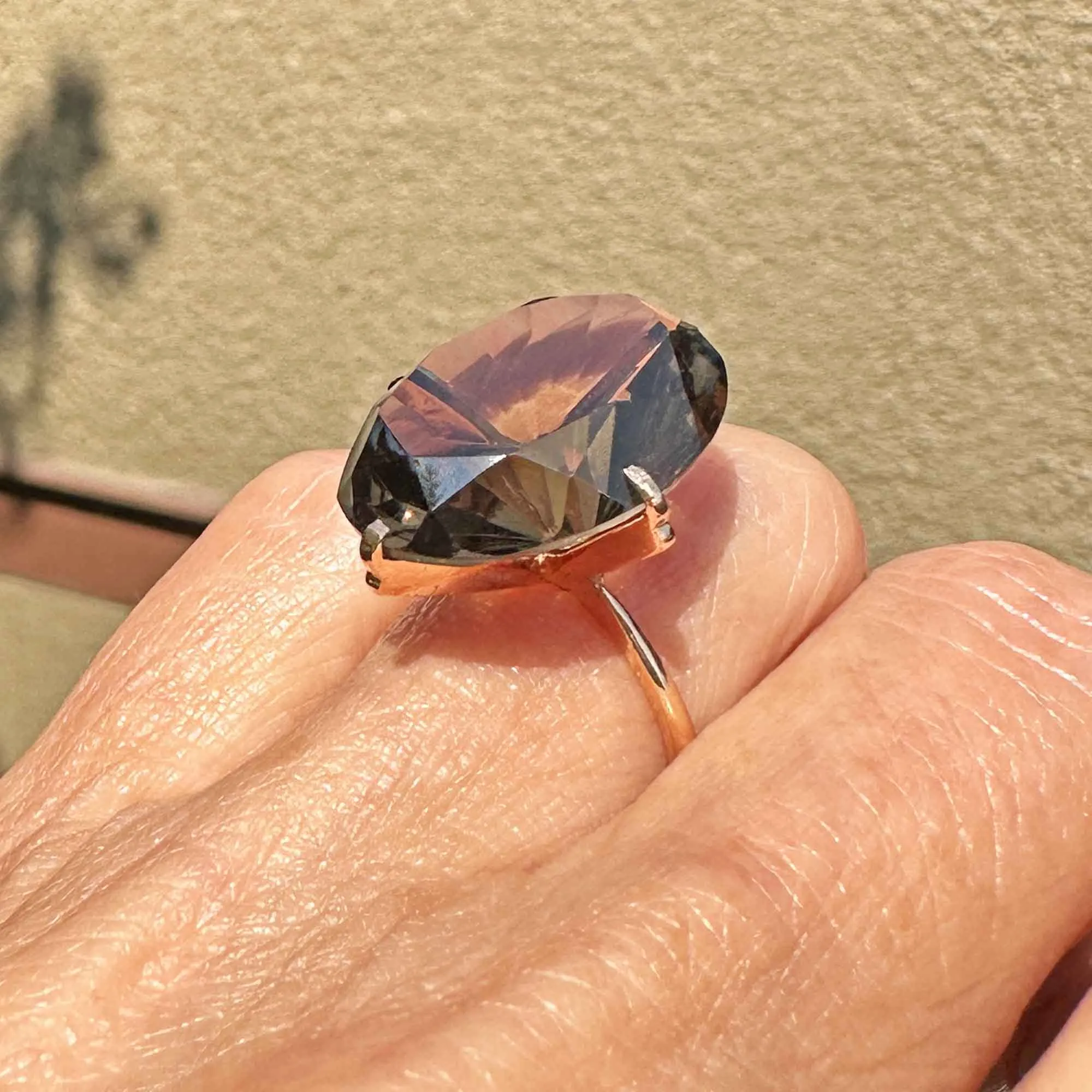 Vintage 14K Gold Smoky Quartz Ring, 10.5 CTW