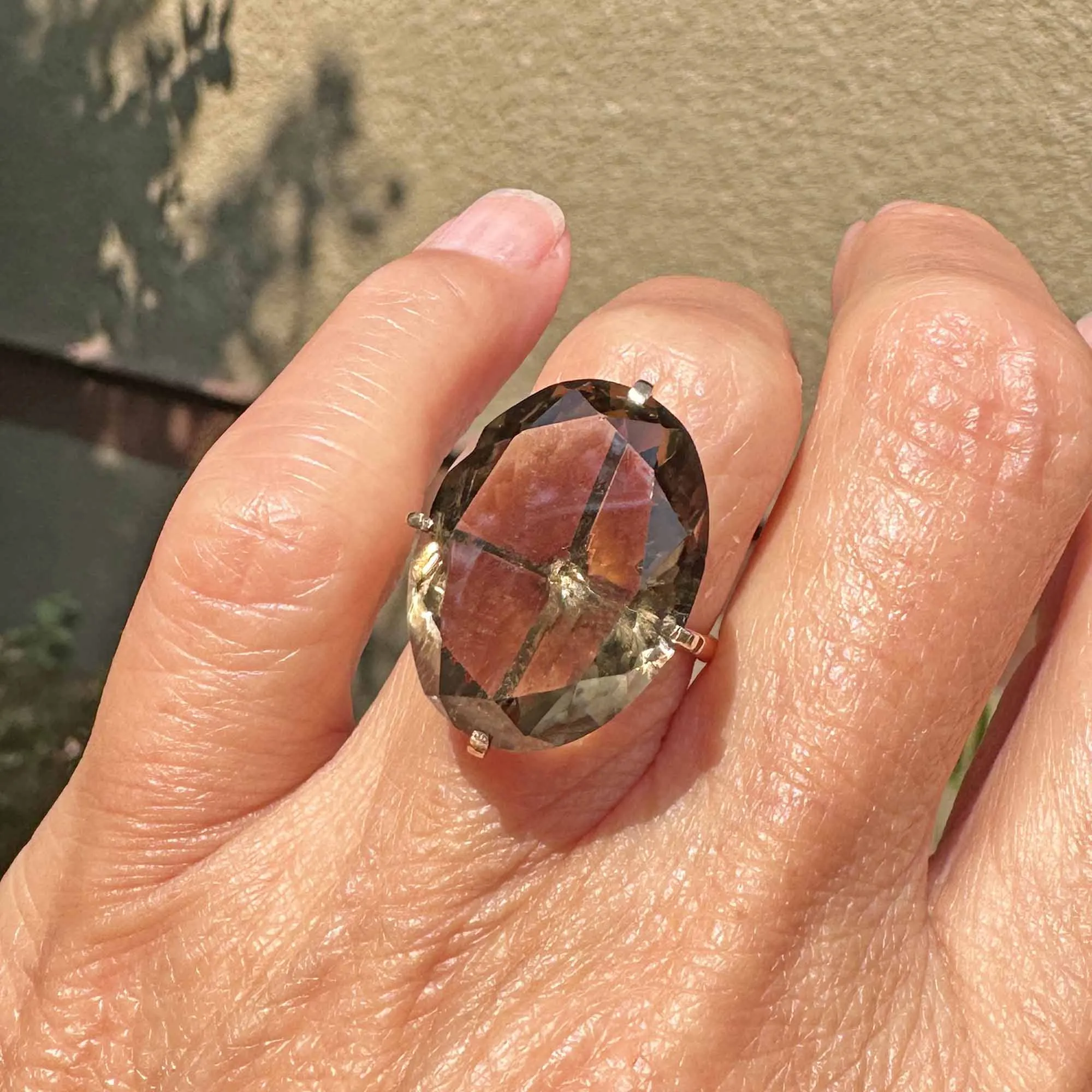 Vintage 14K Gold Smoky Quartz Ring, 10.5 CTW