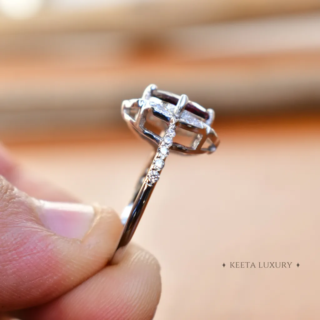 Vintage Floral - Garnet Ring