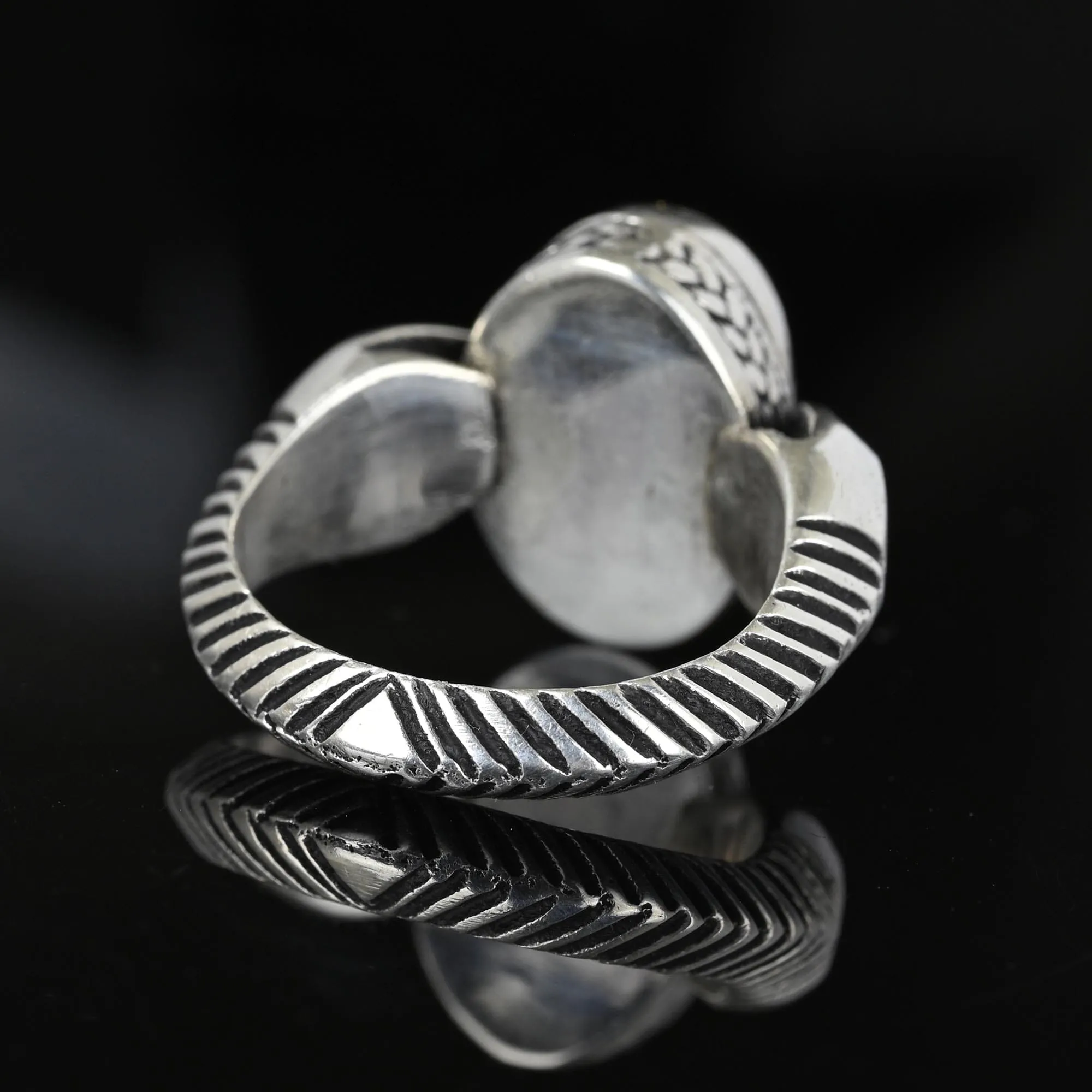 Vintage Silver Banded Agate Double Snake Ring