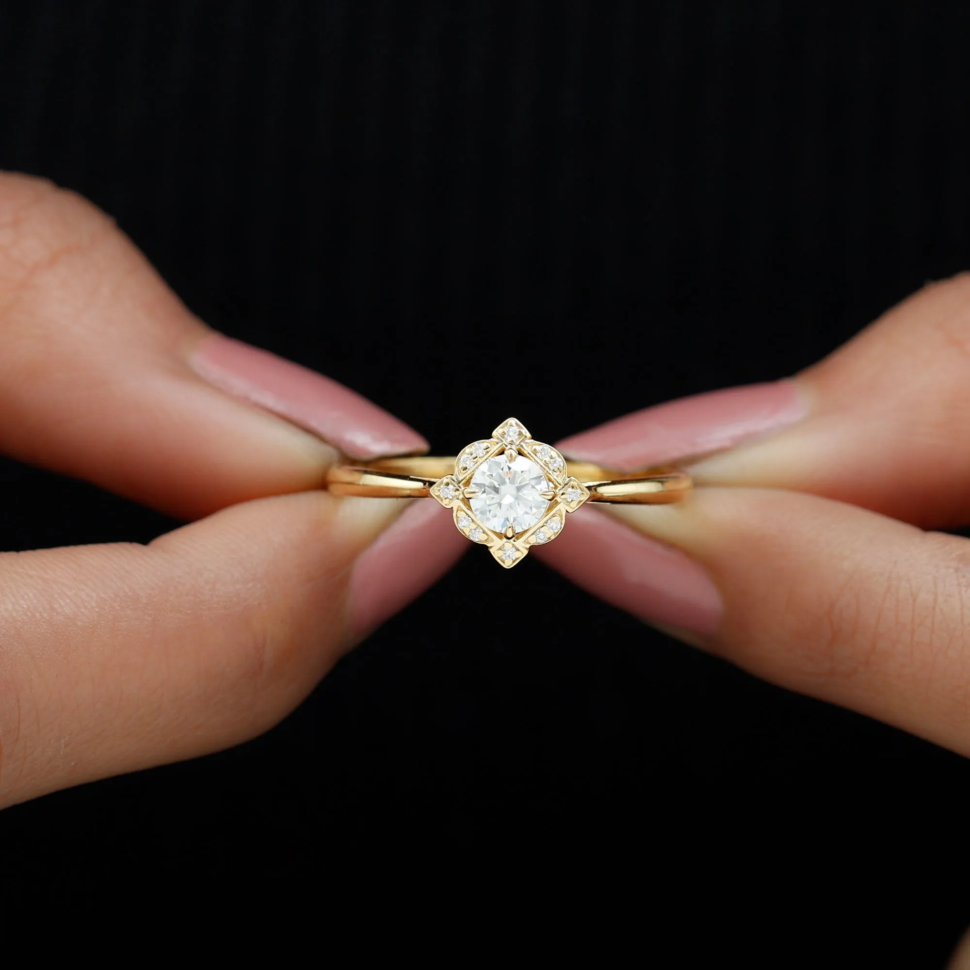 Vintage Style Lab Grown Diamond Engagement Ring