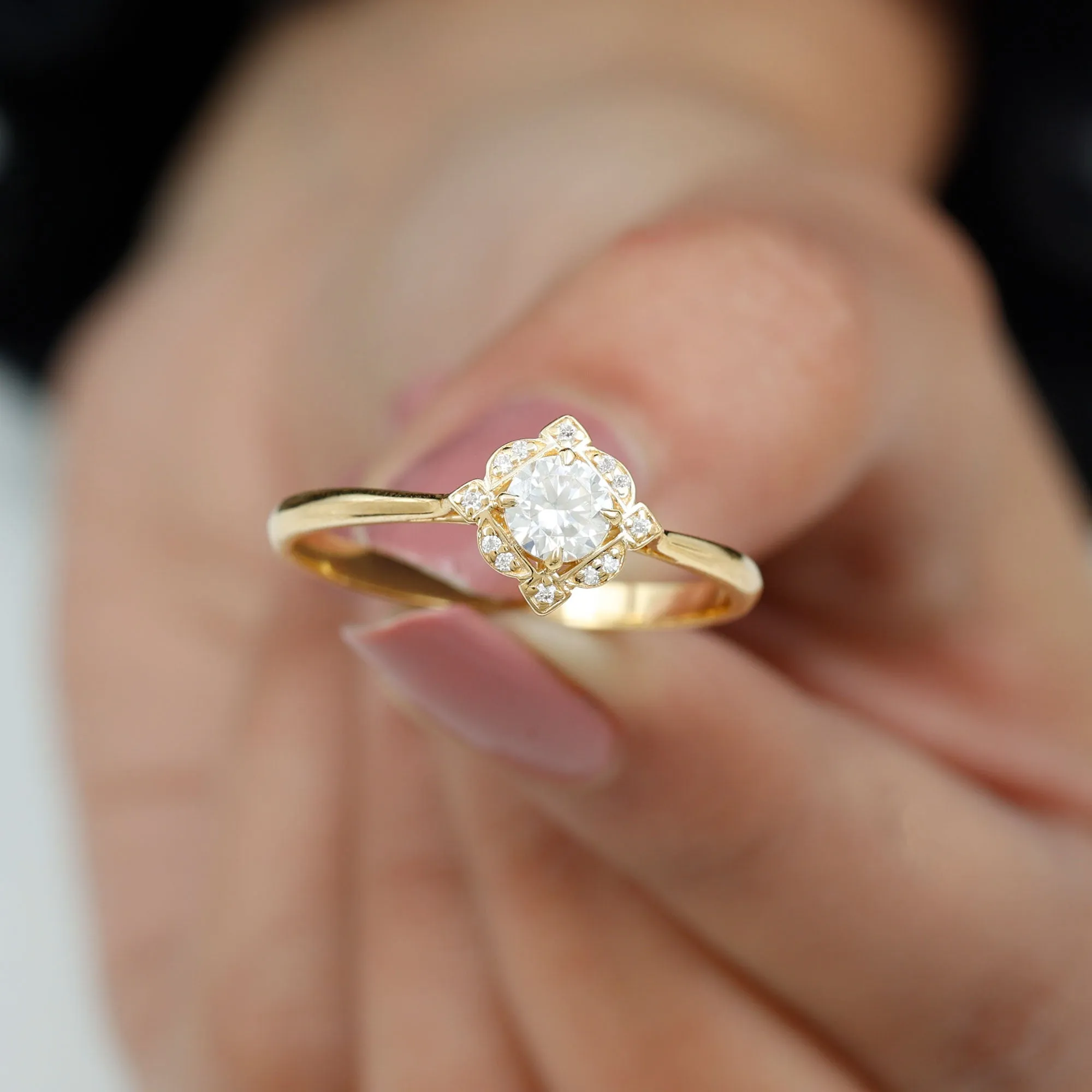 Vintage Style Lab Grown Diamond Engagement Ring