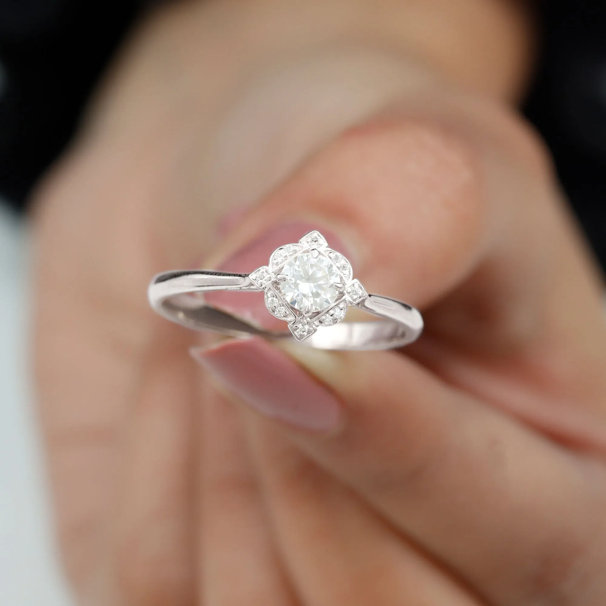 Vintage Style Lab Grown Diamond Engagement Ring