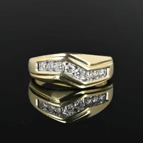 Vintage Zig Zag Diamond Band Ring in 14K Gold