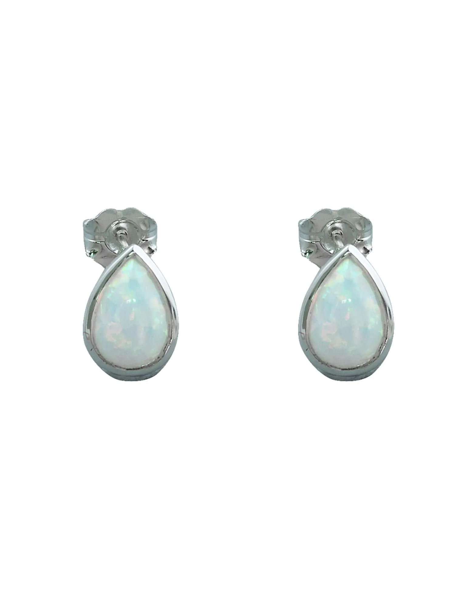 Von Treskow Studs Earrings w/ Pear Shape Czelline Opal - Silver