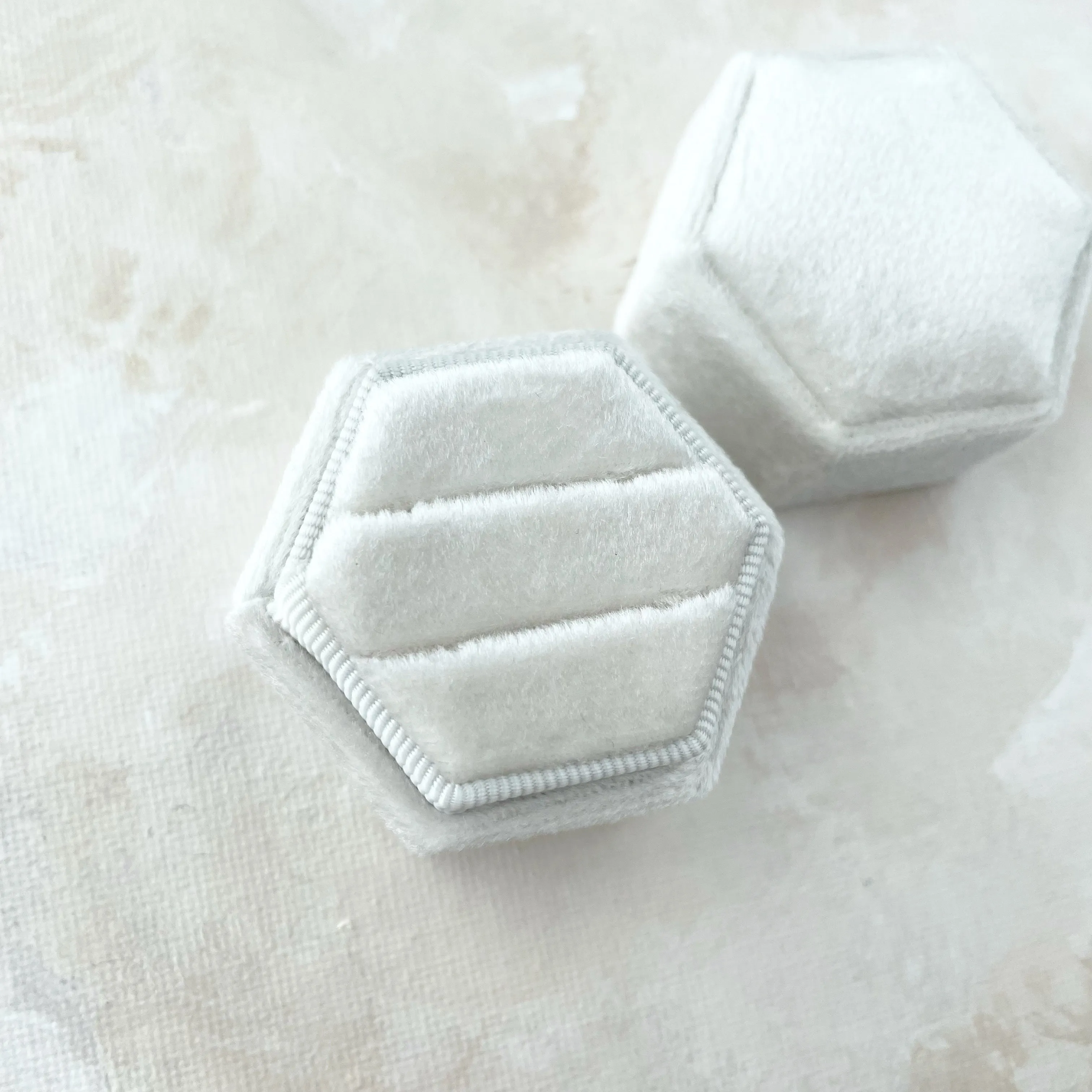 White Ring Boxes in Hexagon & Round