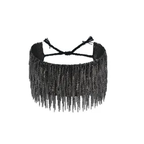 Wide Black Fringe Cuff