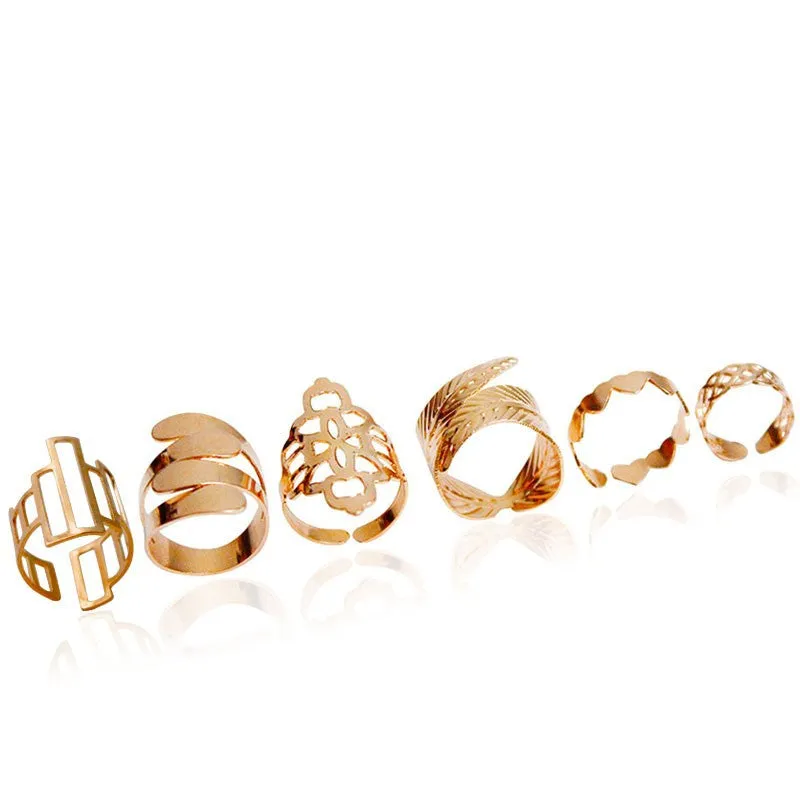 Women Gold Plated Ring Set (6pc set)