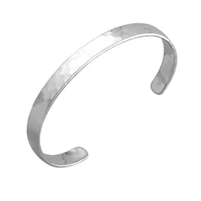 Women's Hammered Silver Bangle Bracelet, 8mm